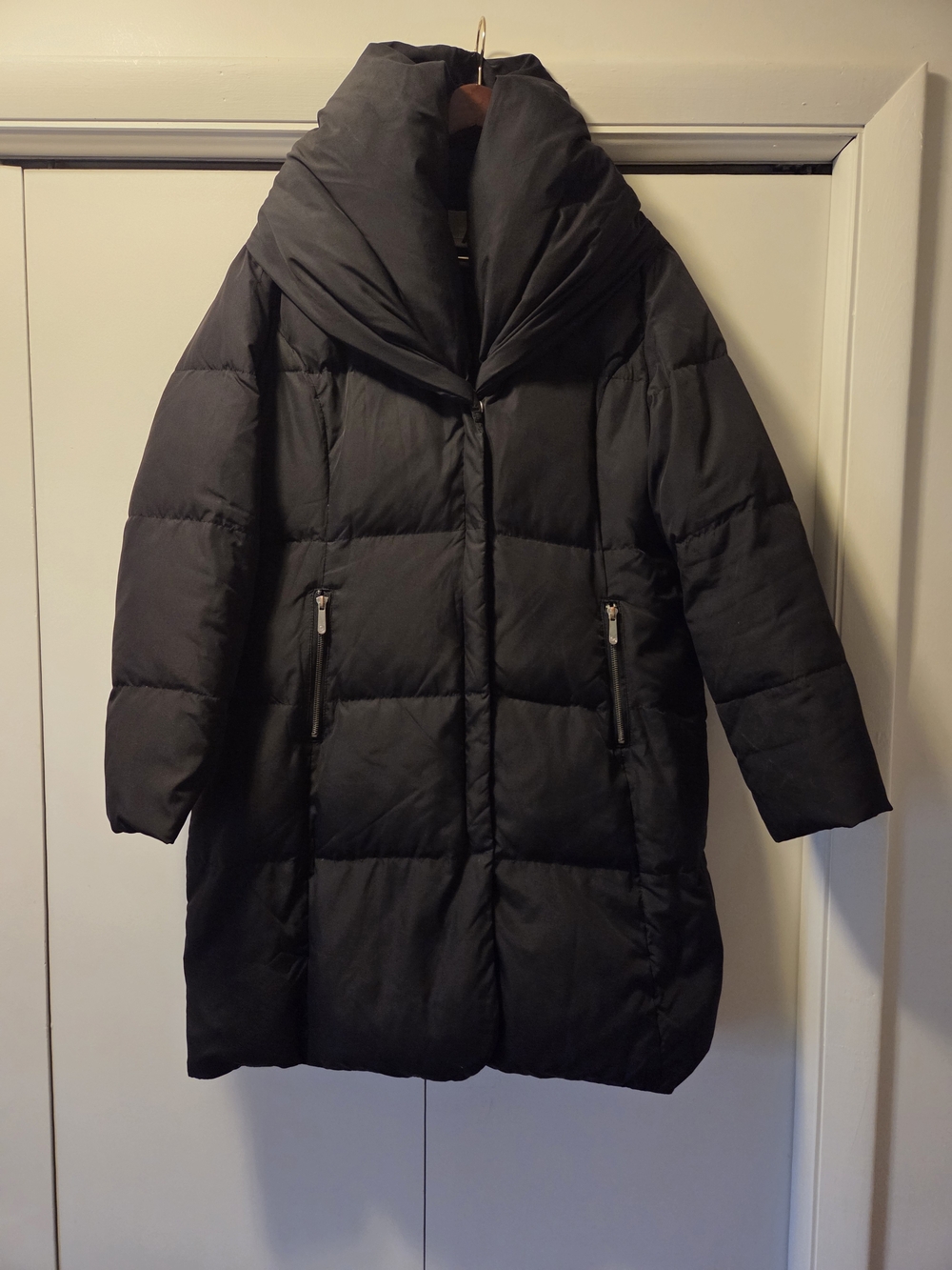 Michael Kors Womens Black Puffer Coat with Shawl Collar Size XL